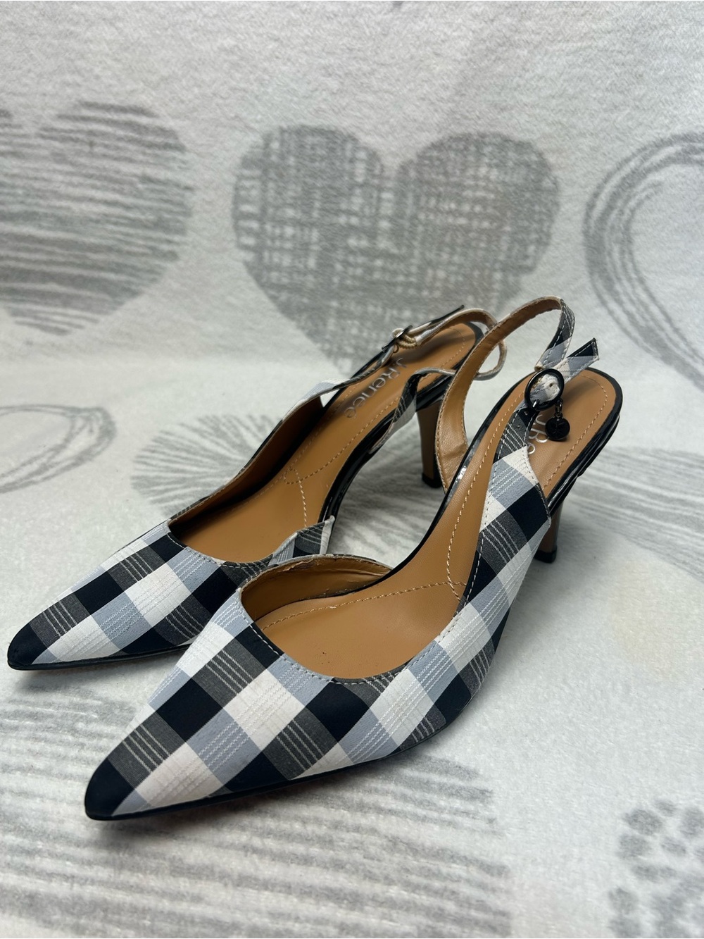 J. Renée Yusra Slingback Pumps in the black and white gingham Sz 8.5